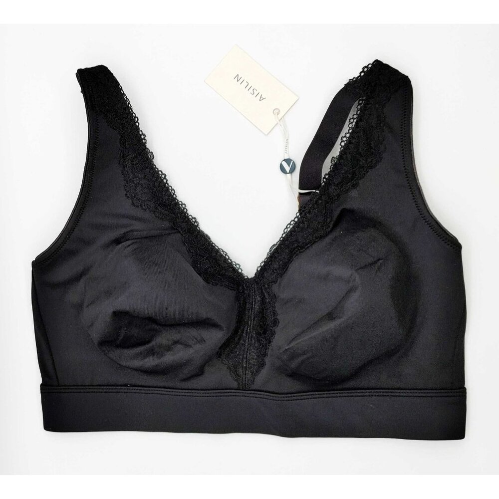 AISILIN Women's Bra 36DD Full Coverage Bra Lace W636F Black NWT
